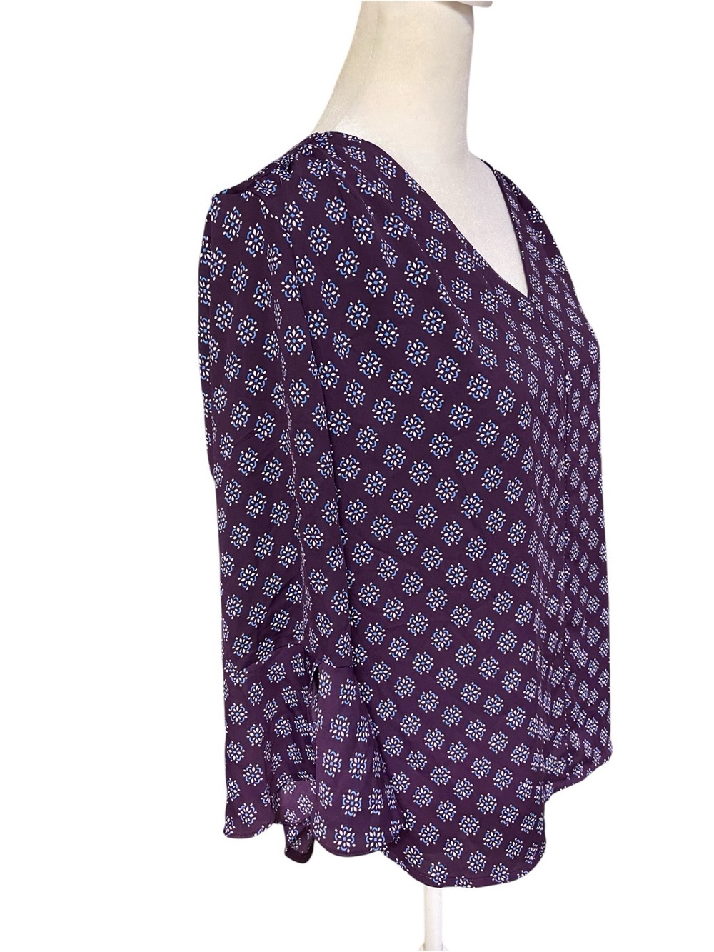 41 Hawthorn Dania Tie Detail Bell Sleeve Blouse Size L Purple Oversized Roomy - Picture 3 of 9